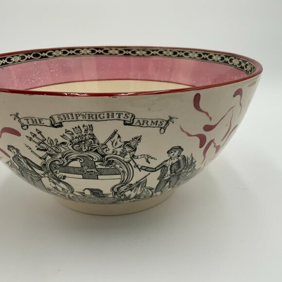ADAMS SHIP CAROLINE PINK LUSTER PUNCH BOWL THE SHIPWRIGHT ARMS AND JAMES LEECH - Picture 6 of 9